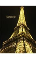 Notebook. Eiffel Tower Cover. Composition Notebook. College Ruled. 8.5 x 11. 120 Pages.