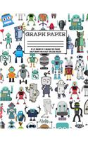 Graph Paper: Notebook Cute Robot Robotic Pattern White Cover Half College Ruled Half 4x4 Graphing Paper Composition Book Cute Pattern Cover Graphing Paper Compos