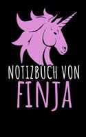 Notizbuch Von Finja: NOTIZHEFT - 110 Seiten, liniert - personalisiert - Geschenkidee für Finja - Format 6x9 DIN A5 - Soft cover matt