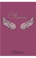 Olivia Notebook: A beautiful personalized angel wings soft cover notebook with 100 lined pages in 6x9 inch format. Personal Diary Personalized Journal Customized Jou