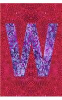 W: 6x9 lined journal: colorful batik pattern: initial W