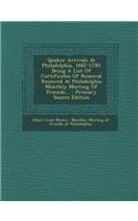 Quaker Arrivals at Philadelphia, 1682-1750