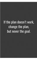 If the plan doesn't work, change the plan, but never the goal.: Lined notebook