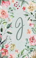 Planner Undated 6"x9" - Teal Pink Floral Design - Initial J