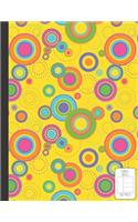 Cornell Notes: 150 Pages Single Subject Notebook Large 8.5 x 11 Cornell Notes Ruled Yellow Retro Circle Cover