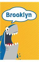 Brooklyn: Personalized Shark Isometric Dot Paper Notebook for Kids 120 Pages 6x9