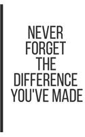 Never Forget the Difference You've Made