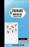 k-2nd grade primary composition journal: (Blue Water Color Design Cover) Primary Writing Journal for Kid. Creative Story Tablet Drawing Writing Handwriting Journal, Unruled Top, and Ruled B(6 Kid Story Board Diary)