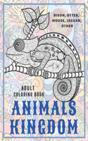 Animals kingdom - Adult Coloring Book - Bison, Otter, Mouse, Jaguar, other