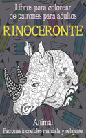 Libros para colorear de patrones para adultos - Patrones increíbles Mandala y relajante - Animal - Rinoceronte