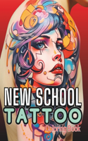 New School Tattoo Coloring Book for Adults