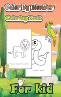 color by number coloring book for kid: 50 Simple Coloring Pages of horse, llama, chickens, birds, kangaroo, parrots and more jungle animal!