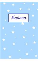Mariana: Personalized Name Journal. Wide Ruled (Lined) Writing Diary, Composition Book. Baby Blue Star Cover for Girls, Kids and Teens