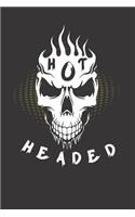 Skull Hot-Headed Notebook Journal: Skull Hot-Headed Notebook Journal Gift Dot Grid 6 x 9 120 Pages