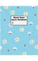 Blank Sheet Music Notebook: Easy Blank Staff Manuscript Book Large 8.5 X 11 Inches Musician Paper Wide 12 Staves Per Page for Piano, Flute, Violin, Guitar, Trumpet, Drums, Cell