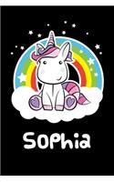 Sophia: Personalized Name Notebook Blank Journal For Girls Or Women With Unicorn