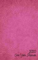 2020 One Year Planner: Jan 2020-Dec 2021, 1 Year Planner, deep pink leather digital paper cover, featuring 2020 Overview, daily, weekly, monthly view, areas for: to do lis