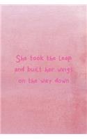 She Took The Leap And Built Her Wings On Her Way Down: All Purpose 6x9 Blank Lined Notebook Journal Way Better Than A Card Trendy Unique Gift Pink Texture Wings