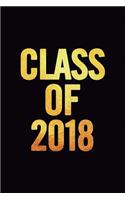 Class of 2018: Golden Textured Ruled Blank 6x9 Cute Notebook, Original appreciation gag gift for graduation, college, high school, Congratulations Funny Journal fo