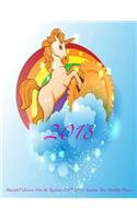 2018 Beautiful Unicorn Over the Rainbow 2017-2018 Academic Year Monthly Planner