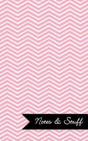 Notes & Stuff Lined Notebook With Pale Pink Chevron Pattern Cover