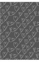 Bullet Journal Notebook White Scribbly Hearts Pattern 8: 112 Page Numbered Graph Style Grid Bullet Journal with Index Pages and Key Pages in Portable 6 X 9 Size.