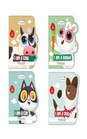 Oswaal Lil Legends Pet Animal Illustrated Board Book Set (Set of 4) | Cat, Rabbit, Dog & Cow Shapes for Kids | Soft, Child-Friendly Picture Books