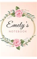 Emely's Customized Floral Notebook / Journal 6x9 Ruled Lined 120 Pages School Degree Student Graduation university