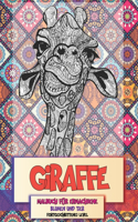 Malbuch für Erwachsene - Fortgeschrittenes Level - Blumen und Tier - Giraffe