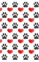 Dog Paws And Red Hearts Painting Pattern