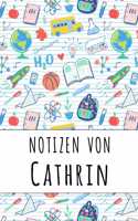 Notizen von Cathrin: Liniertes Notizbuch für deinen personalisierten Vornamen