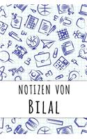 Notizen von Bilal: Kariertes Notizbuch mit 5x5 Karomuster für deinen personalisierten Vornamen