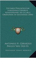 Specimen Philologicum Inaugurale Exhibens Adnotationes Ad Lycurgi Orationem In Leocratem (1854)