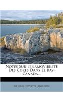 Notes Sur L'inamovibilité Des Curés Dans Le Bas-canada...