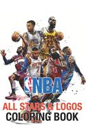 NBA All Stars and Logos Coloring Book: Ultimate Basketball Coloring Book - Micheal Jordan, Stephen Curry, Lebron James, Kawhi Leonard - All 30 team logo