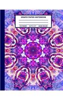 Graph Paper Notebook: Purple Blue Mandala Cover Design - Quad Ruled - 120 Blank Lined Pages - 8.5" X 11" - Matte Finished Soft Cover