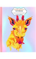 Giraffe Splashart Notebook: : Colorful Giraffe Splash Art Notebook Wide Ruled 7.5 x 9.25 in, 100 pages book, glossy cover for young artist, student, boys, girls, teacher and lo