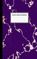 Graph Paper Notebook: Beautiful Purple Marble and Rose Gold - 8.5 x 11 - 5 x 5 Squares per inch, Quad Ruled - Cute Graph Paper Composition Notebook for Children, Kids, Gi
