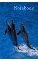 Notebook: Blue dolphin ocean lined paperback jotter