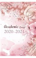 2020-2021 Academic Planner: 2 Year Pocket Calendar Schedule 24 Months and Weekly Planner Organizer with Holidays (Natural Watercolor Floral Pink)
