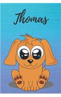 Thomas dog coloring book / notebook / journal / diary: Personalized Blank Girl & Women, Boys and Men Name Notebook, Blank DIN A5 Pages. Ideal as a Uni ... Christmas & Birthday gift for women.