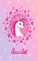 Scarlet: Unicorn Large Blank Primary Sketchbook Paper - Pink Purple Magical Horse Personalized Letter S Initial Custom First Name Cover - Drawing Sketch Book