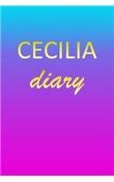 Cecilia: Journal Diary - Personalized First Name Personal Writing - Letter C Blue Purple Pink Gold Effect Cover - Daily Diaries for Journalists & Writers - J