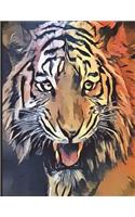 Unruled (Unlined) Blank Composition Notebook (8.5"x11" inches) 200 Pages: Bengal Tiger Face Cover Design