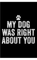 My Dog Was Right about: Blank Lined Journal (6x9) - Dog Lover