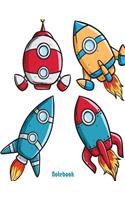Notebook: Rocket spaceship white: Journal Dot-Grid, Grid, Lined, Blank No Lined: Book: Pocket Notebook Journal Diary, 110 pages, 8.5" x 11"