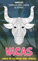 Libros de colorear para adultos - Mandalas para aliviar el estrés - Animales - Vacas