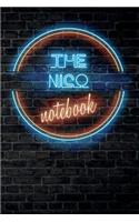 The NICO Notebook: Vintage Blank Ruled Personalized & Custom Neon Sign Name Dotted Notebook Journal for Boys & Men. Wall Background. Funny Desk Accessories. Retro Back