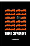Think Different Notebook: Liniertes Notizbuch Für Biker, Radler Und Fahrrad Fans - Notizheft Klatte Für Männer, Frauen Und Kinder