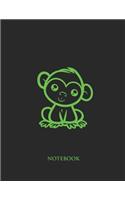 Cute Chimp Notebook: College Wide Ruled Notebook - Large (8.5 x 11 inches) - 110 Numbered Pages - Green Softcover